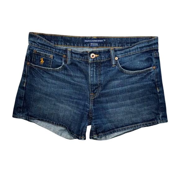 Ralph Lauren Sport Denim Shorts Women's Size 10 Blue High Rise 100% Cotton USA - Picture 1 of 6